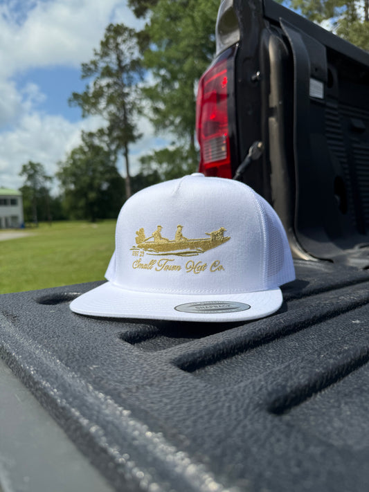 White/gold duck boat