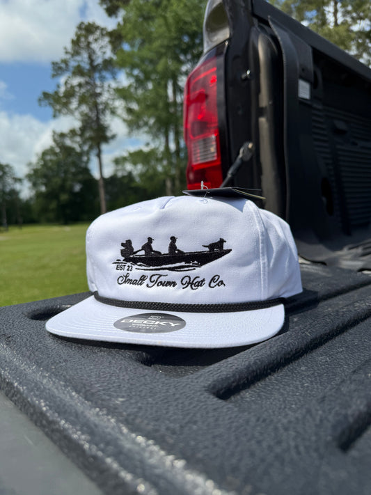 White/black duck boat