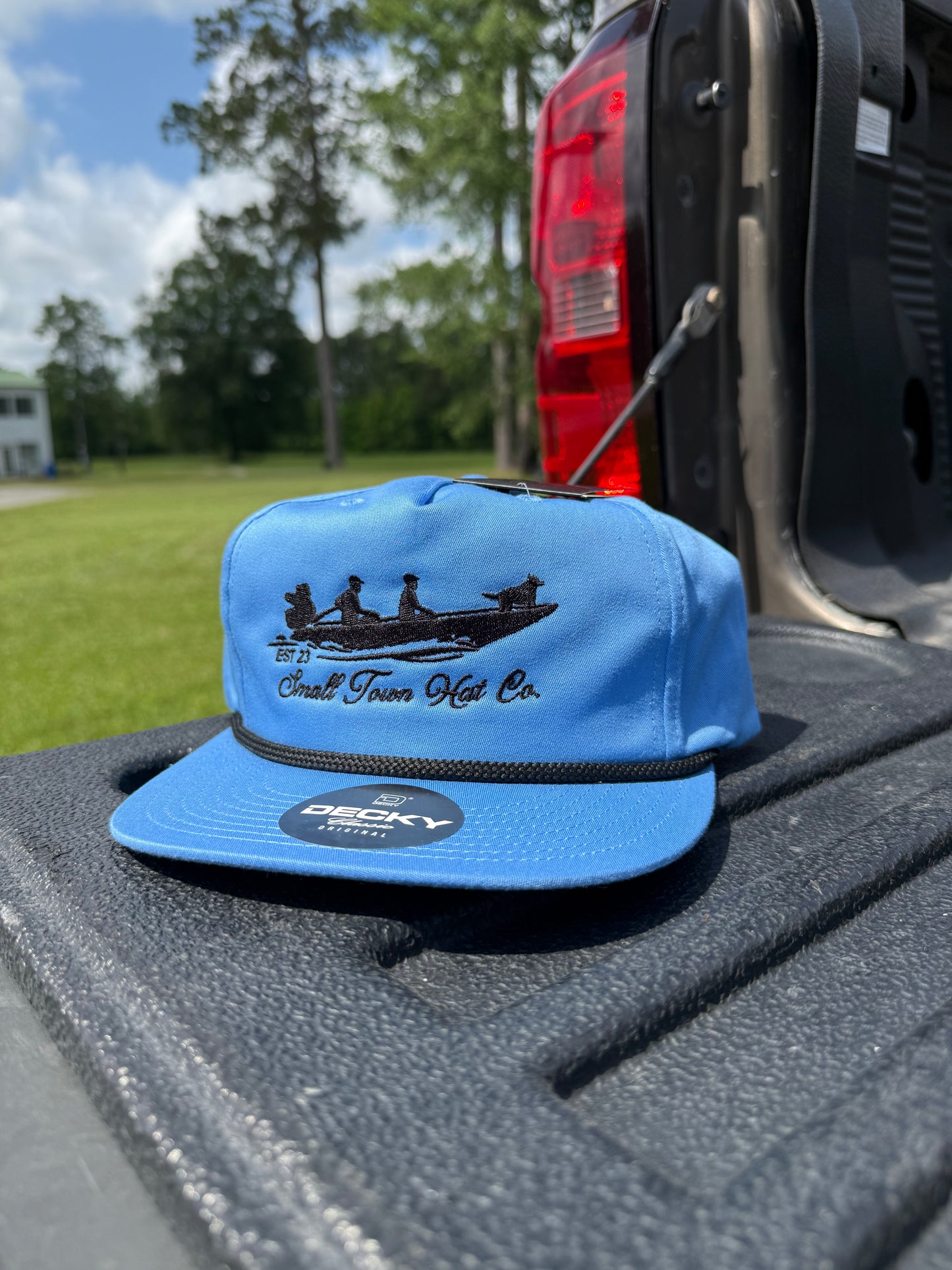 Blue/black duck boat